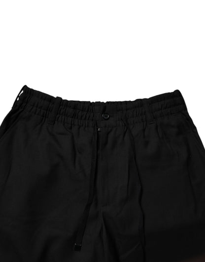 Dolce & Gabbana Black Polyester Men Cropped Pants by Dolce & Gabbana