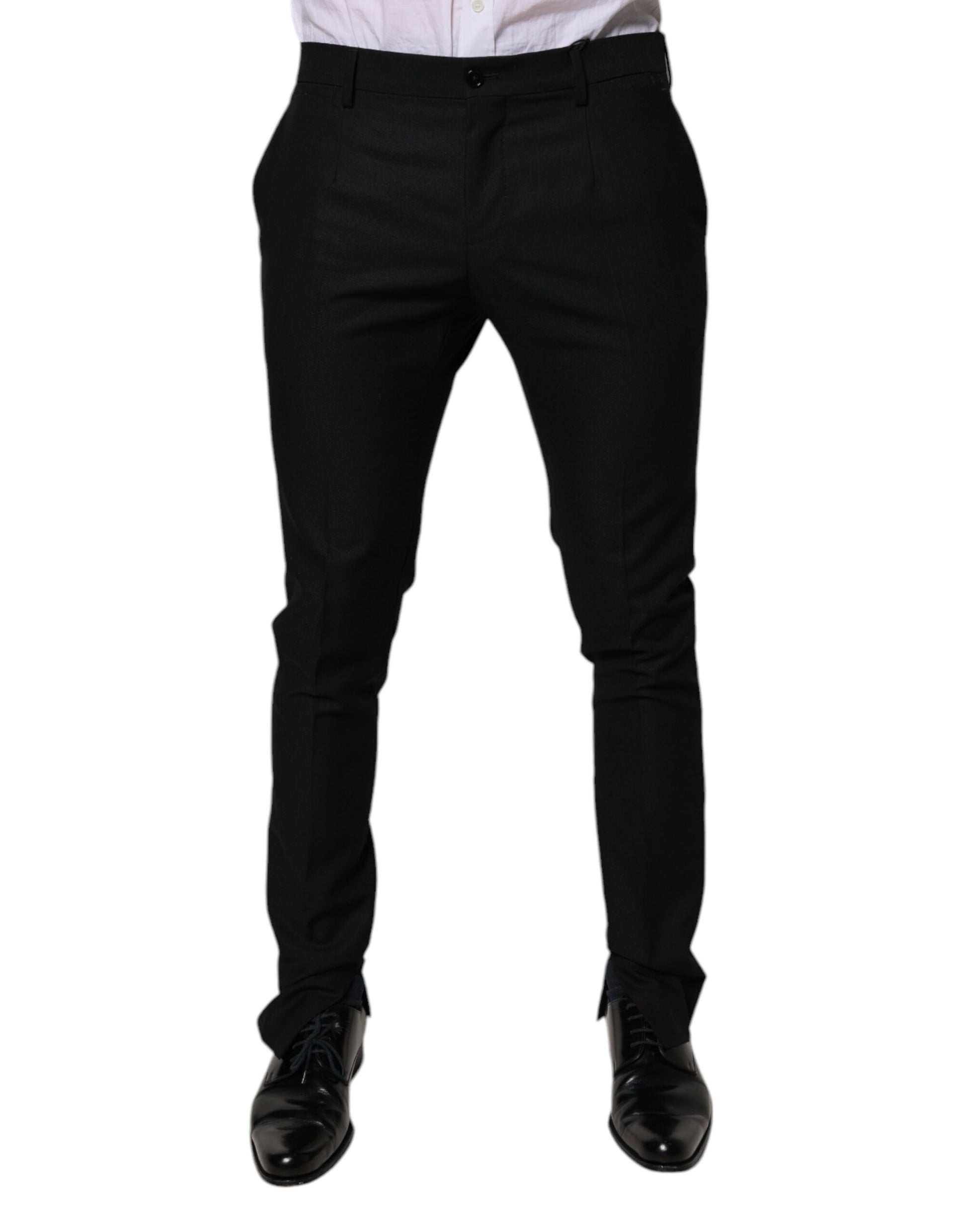 Dolce & Gabbana Black Virgin Wool MenSkinny Dress Formal Pants by Dolce & Gabbana