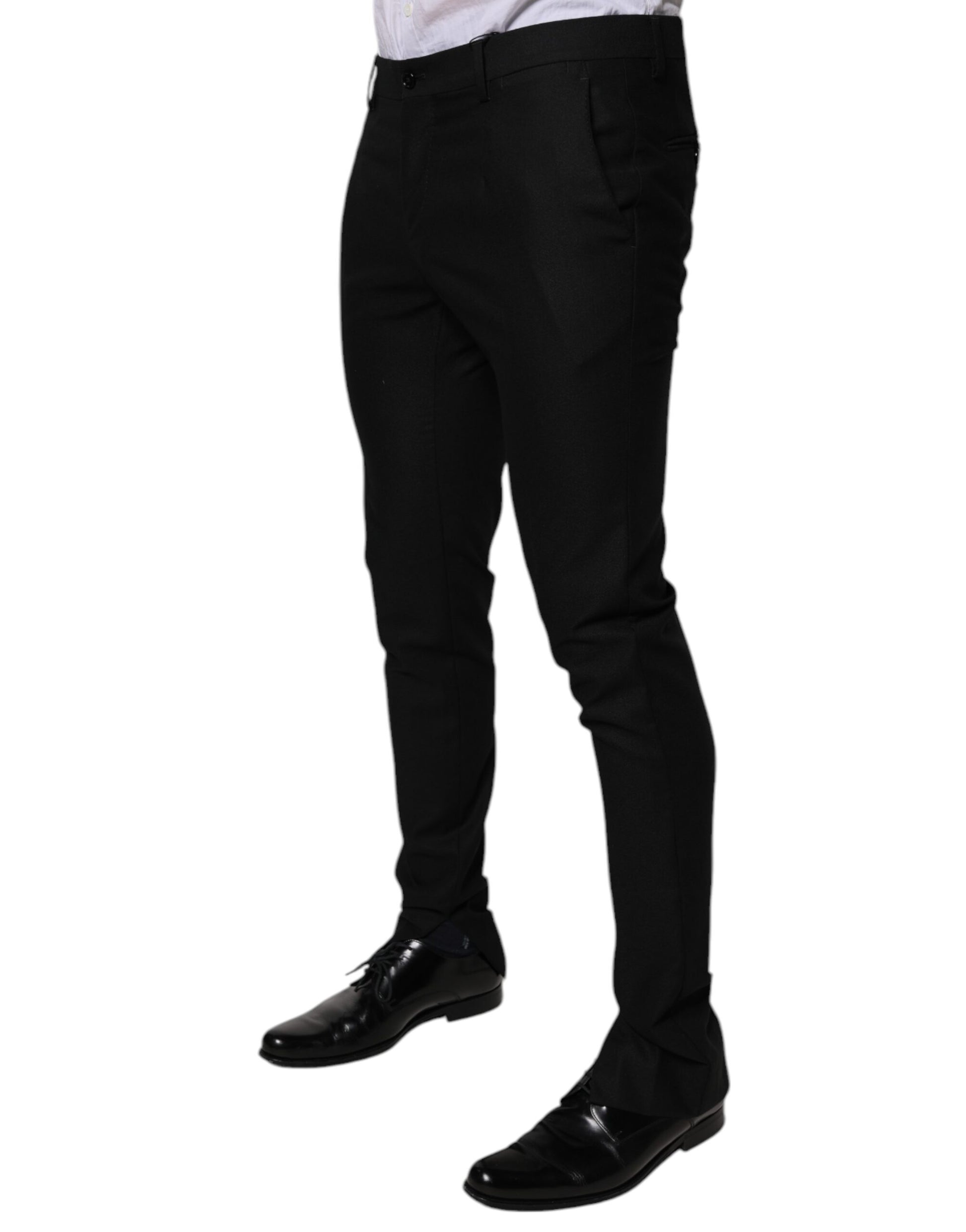 Dolce & Gabbana Black Virgin Wool MenSkinny Dress Formal Pants by Dolce & Gabbana