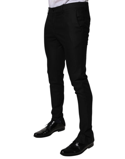 Dolce & Gabbana Black Virgin Wool MenSkinny Dress Formal Pants by Dolce & Gabbana