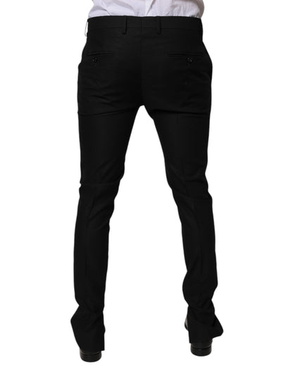 Dolce & Gabbana Black Virgin Wool MenSkinny Dress Formal Pants by Dolce & Gabbana