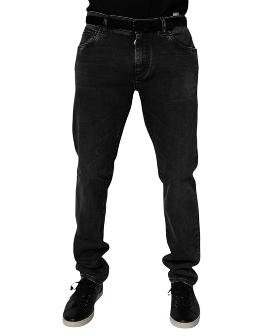 Dolce & Gabbana Black Cotton Stretch Men Skinny Denim Jeans by Dolce & Gabbana