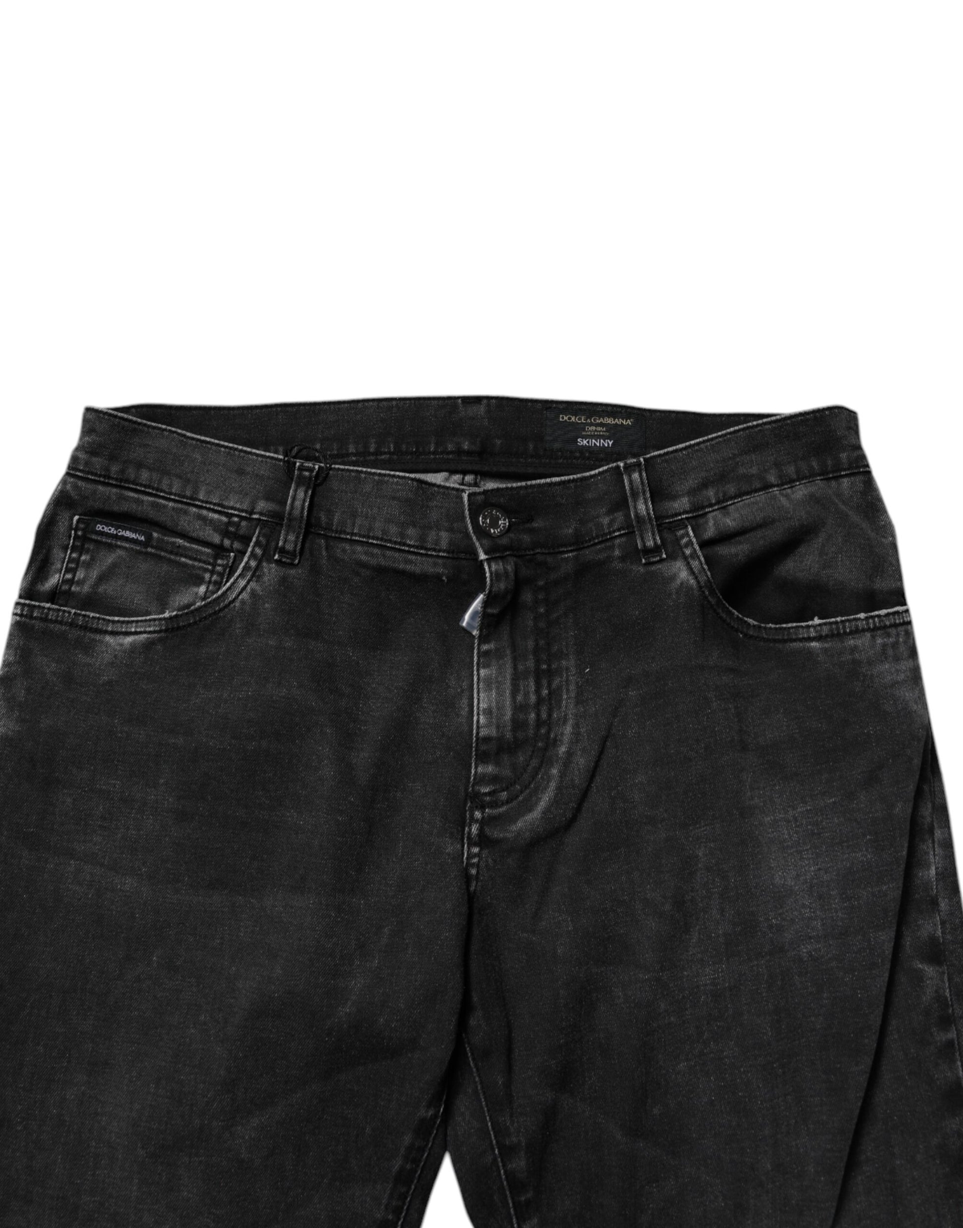 Dolce & Gabbana Black Cotton Stretch Men Skinny Denim Jeans by Dolce & Gabbana