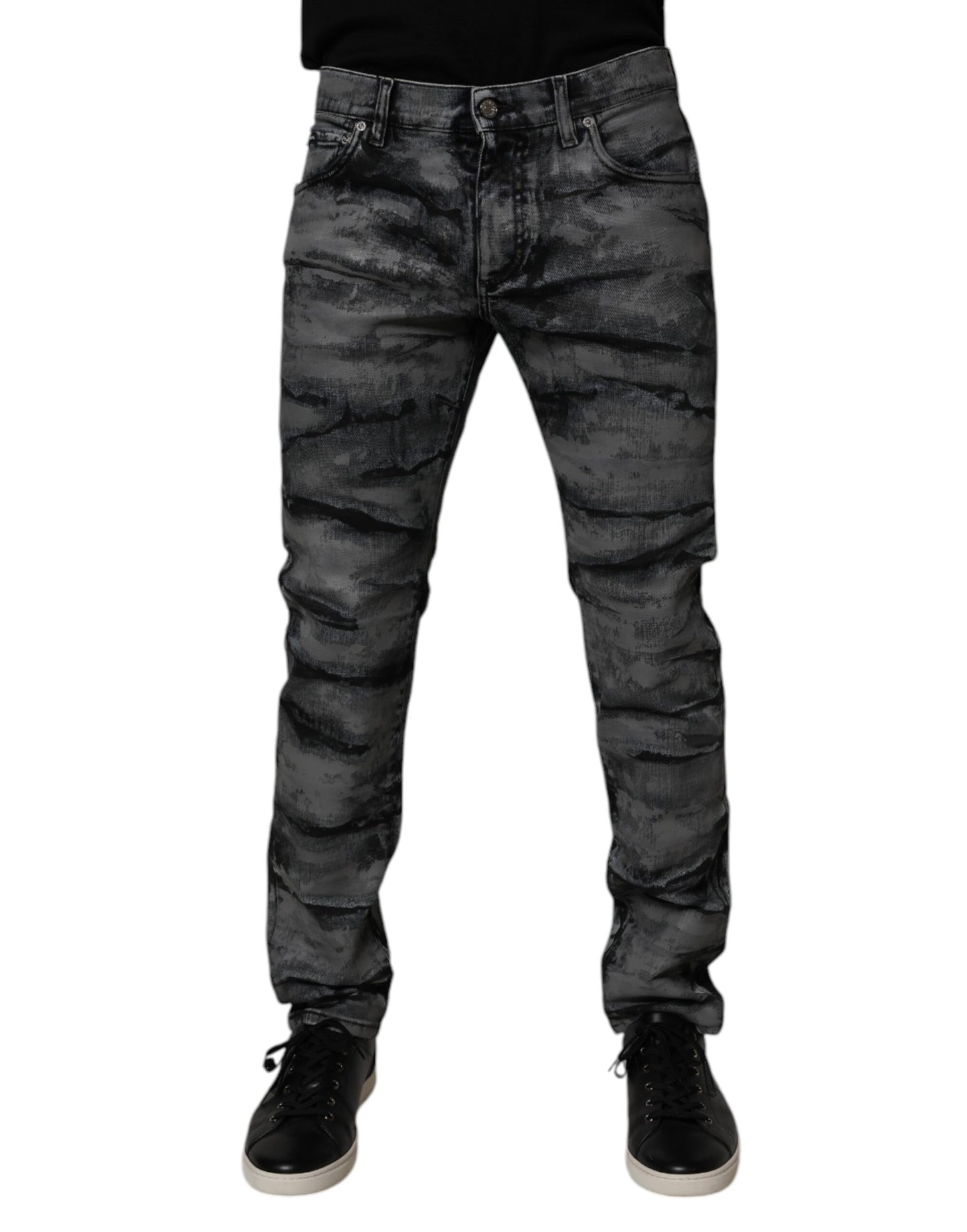 Dolce & Gabbana Gray Tie Dye Cotton Skinny Men Denim Jeans by Dolce & Gabbana