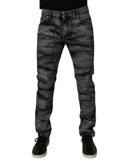 Dolce & Gabbana Gray Tie Dye Cotton Skinny Men Denim Jeans by Dolce & Gabbana