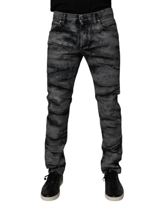 Dolce & Gabbana Gray Tie Dye Cotton Skinny Men Denim Jeans by Dolce & Gabbana