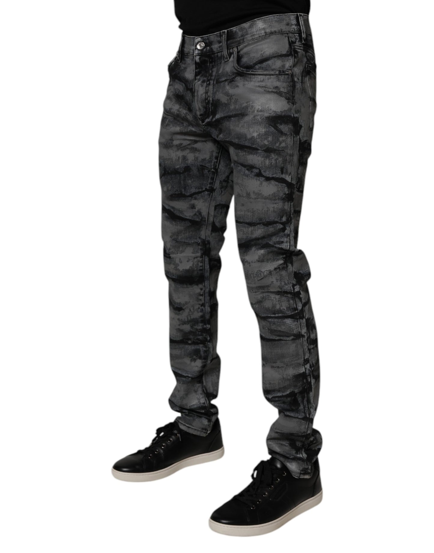 Dolce & Gabbana Gray Tie Dye Cotton Skinny Men Denim Jeans by Dolce & Gabbana