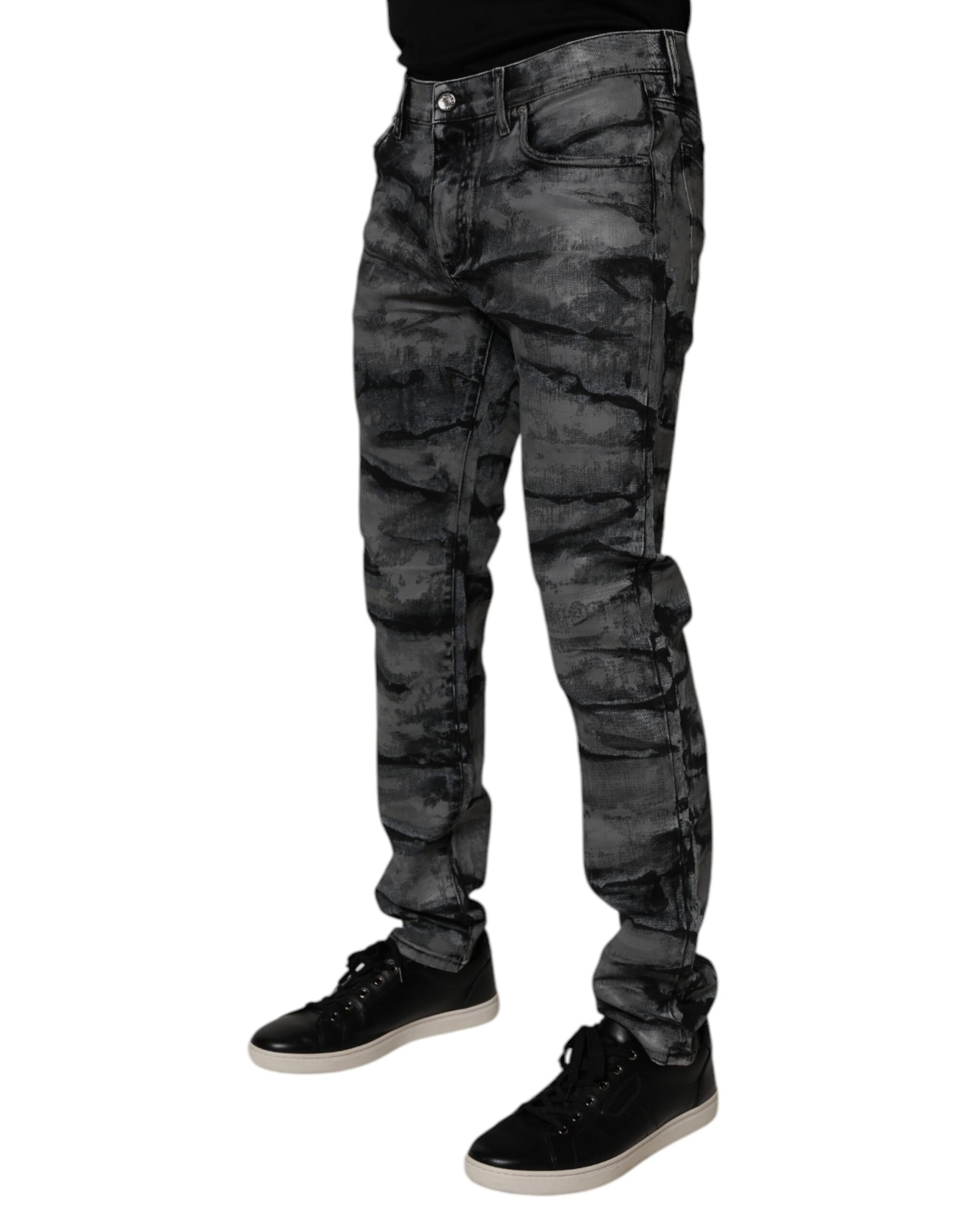 Dolce & Gabbana Gray Tie Dye Cotton Skinny Men Denim Jeans by Dolce & Gabbana