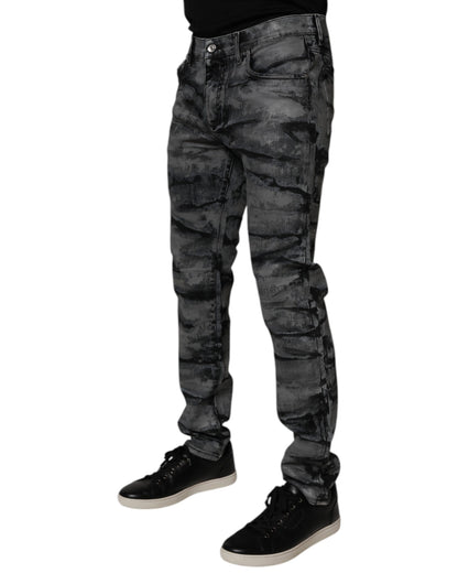 Dolce & Gabbana Gray Tie Dye Cotton Skinny Men Denim Jeans by Dolce & Gabbana