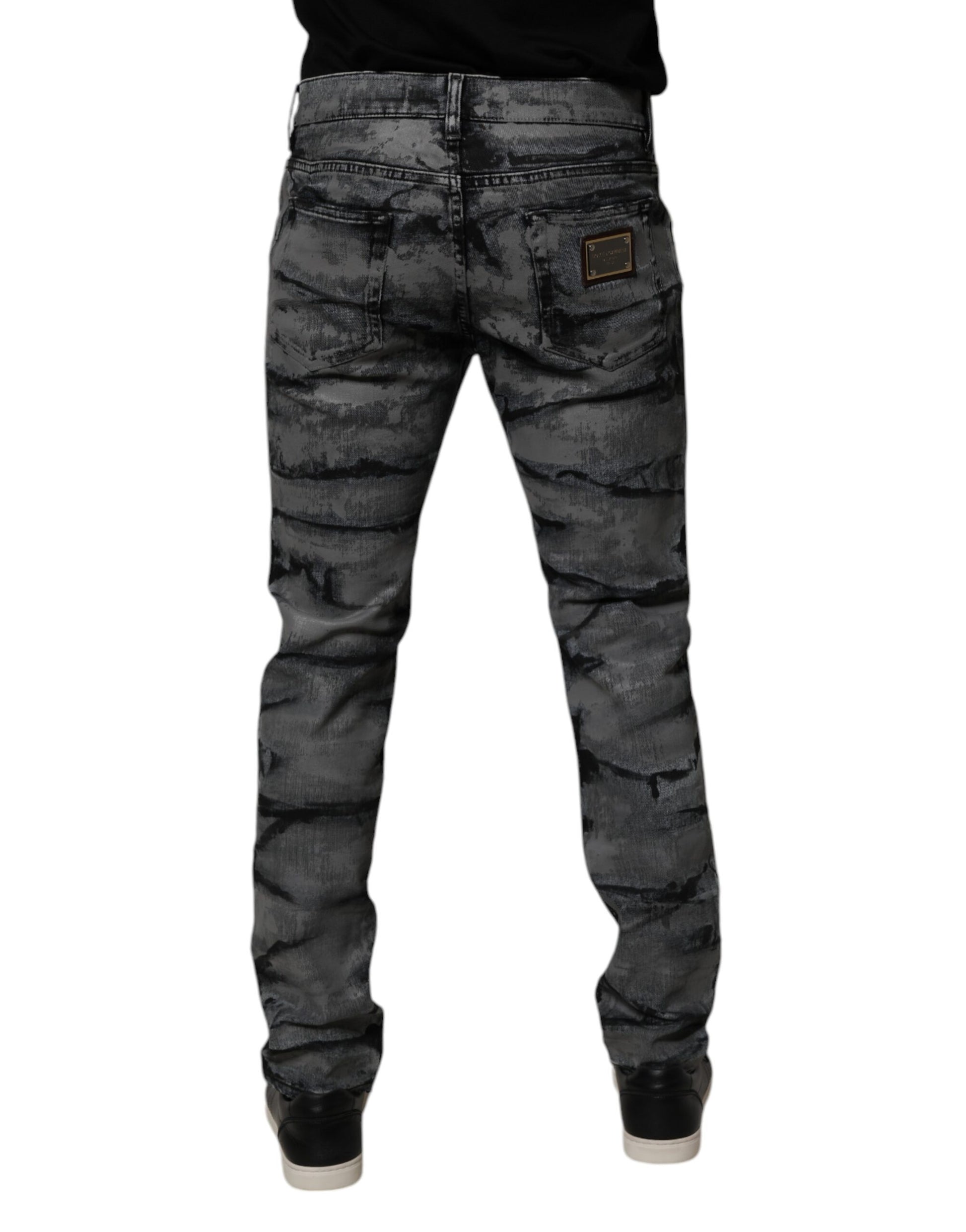 Dolce & Gabbana Gray Tie Dye Cotton Skinny Men Denim Jeans by Dolce & Gabbana