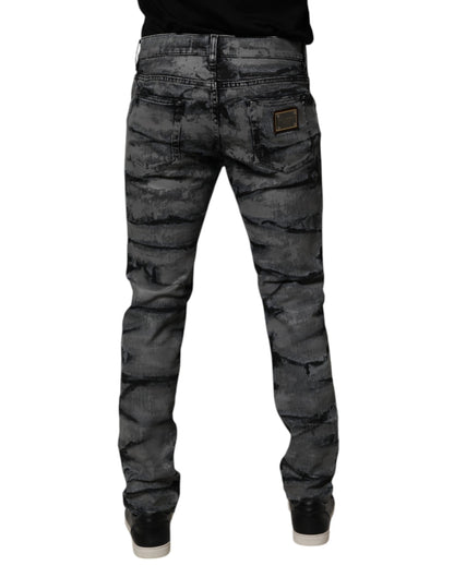 Dolce & Gabbana Gray Tie Dye Cotton Skinny Men Denim Jeans by Dolce & Gabbana