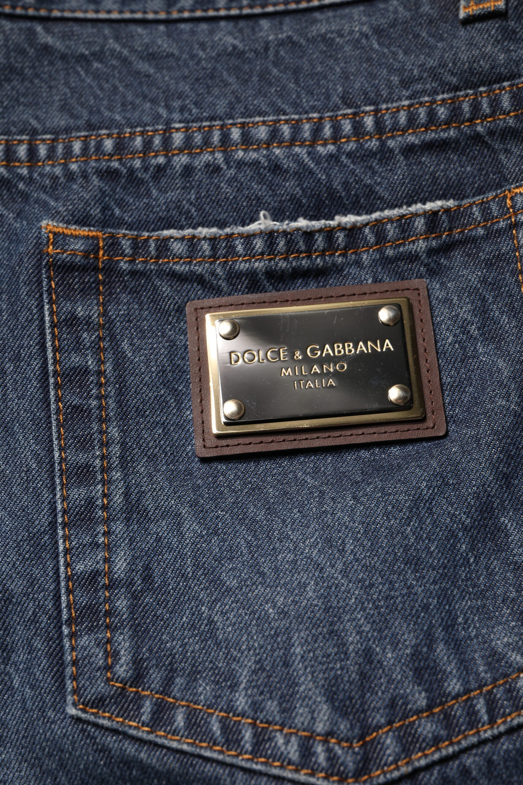 Dolce & Gabbana Beige Blue Floral Cotton Men Denim Jeans by Dolce & Gabbana