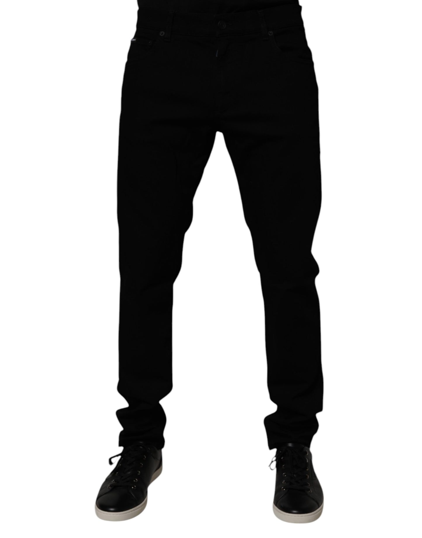 Dolce & Gabbana Black Cotton Stretch Slim Fit Men Denim Jeans by Dolce & Gabbana
