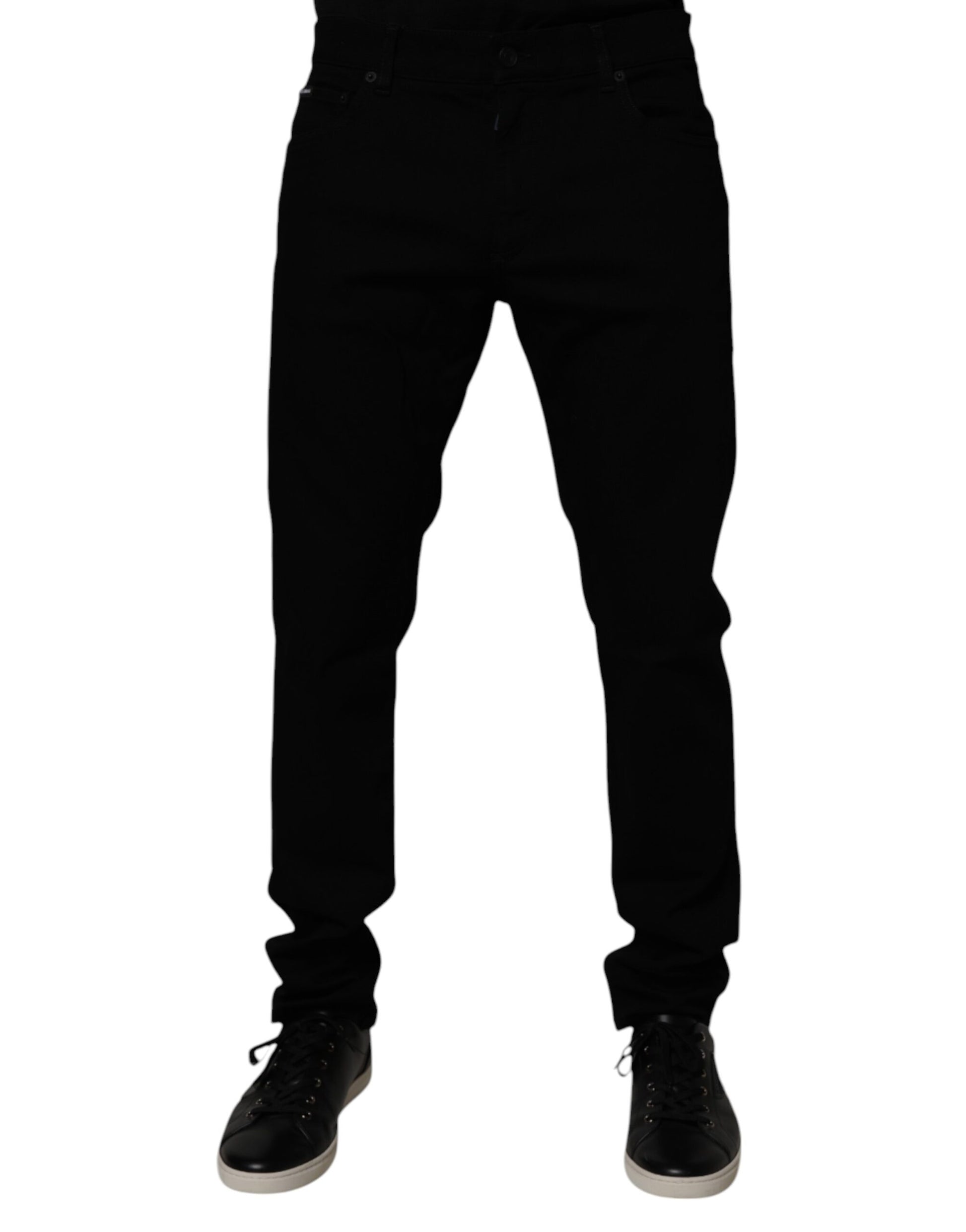 Dolce & Gabbana Black Cotton Stretch Slim Fit Men Denim Jeans by Dolce & Gabbana