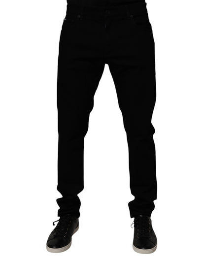Dolce & Gabbana Black Cotton Stretch Slim Fit Men Denim Jeans by Dolce & Gabbana
