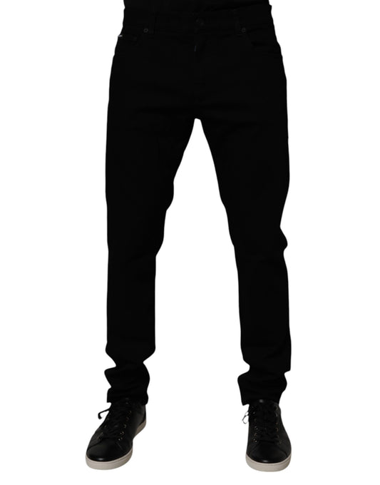 Dolce & Gabbana Black Cotton Stretch Slim Fit Men Denim Jeans by Dolce & Gabbana