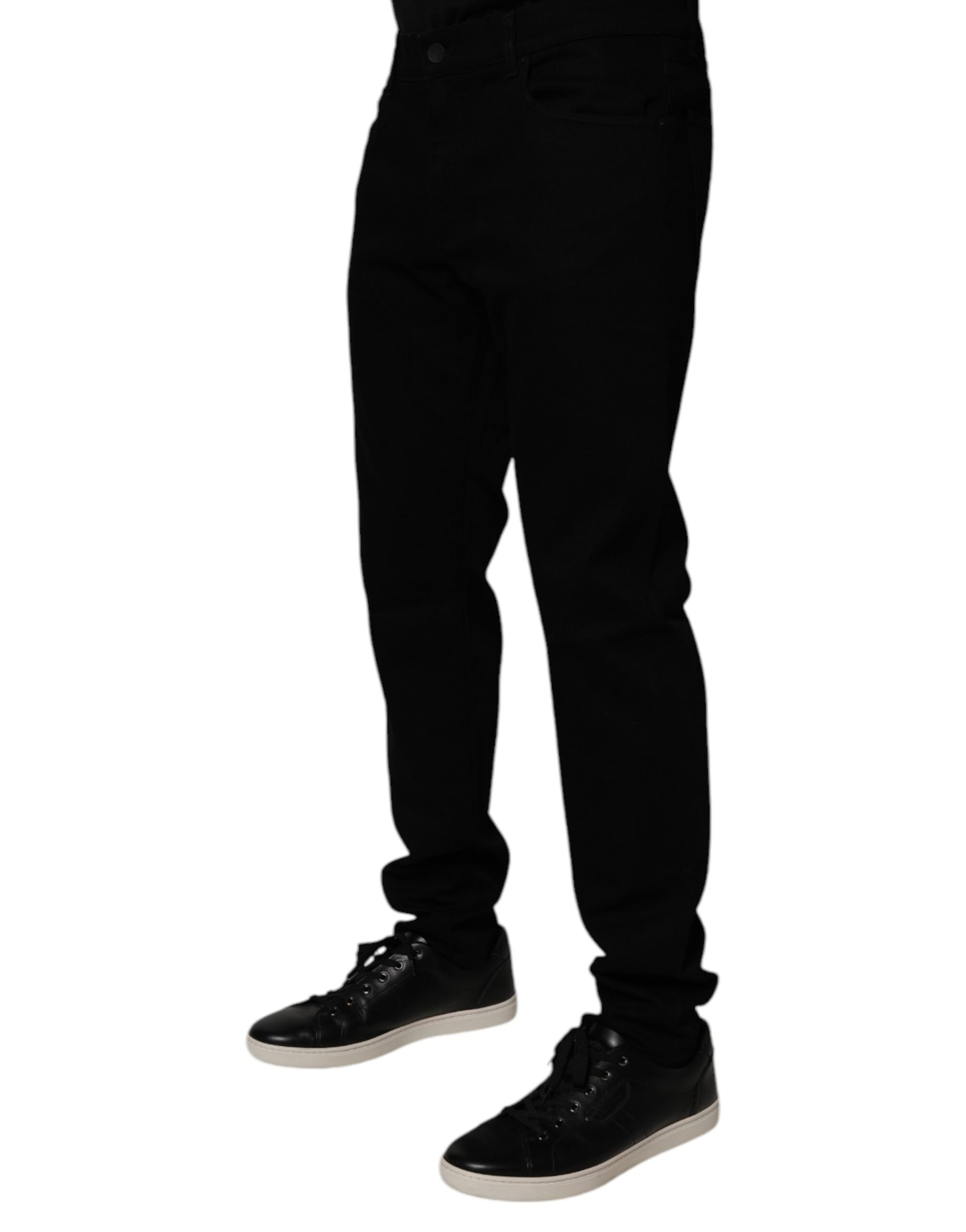 Dolce & Gabbana Black Cotton Stretch Slim Fit Men Denim Jeans by Dolce & Gabbana