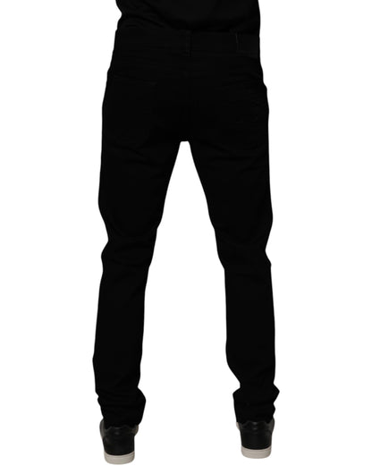 Dolce & Gabbana Black Cotton Stretch Slim Fit Men Denim Jeans by Dolce & Gabbana