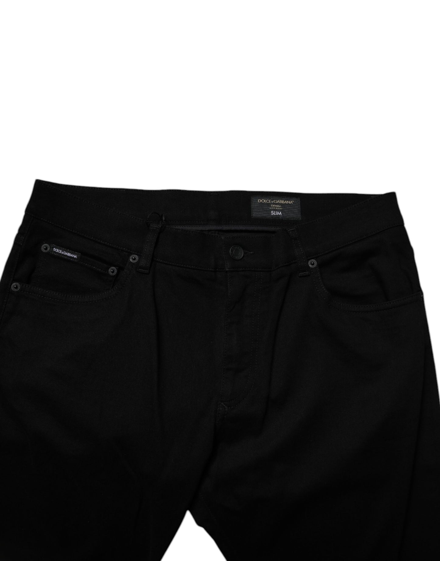 Dolce & Gabbana Black Cotton Stretch Slim Fit Men Denim Jeans by Dolce & Gabbana