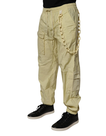 Dolce & Gabbana Yellow Nylon Cargo Chain Men Jogger Pants by Dolce & Gabbana