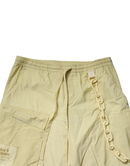 Dolce & Gabbana Yellow Nylon Cargo Chain Men Jogger Pants by Dolce & Gabbana