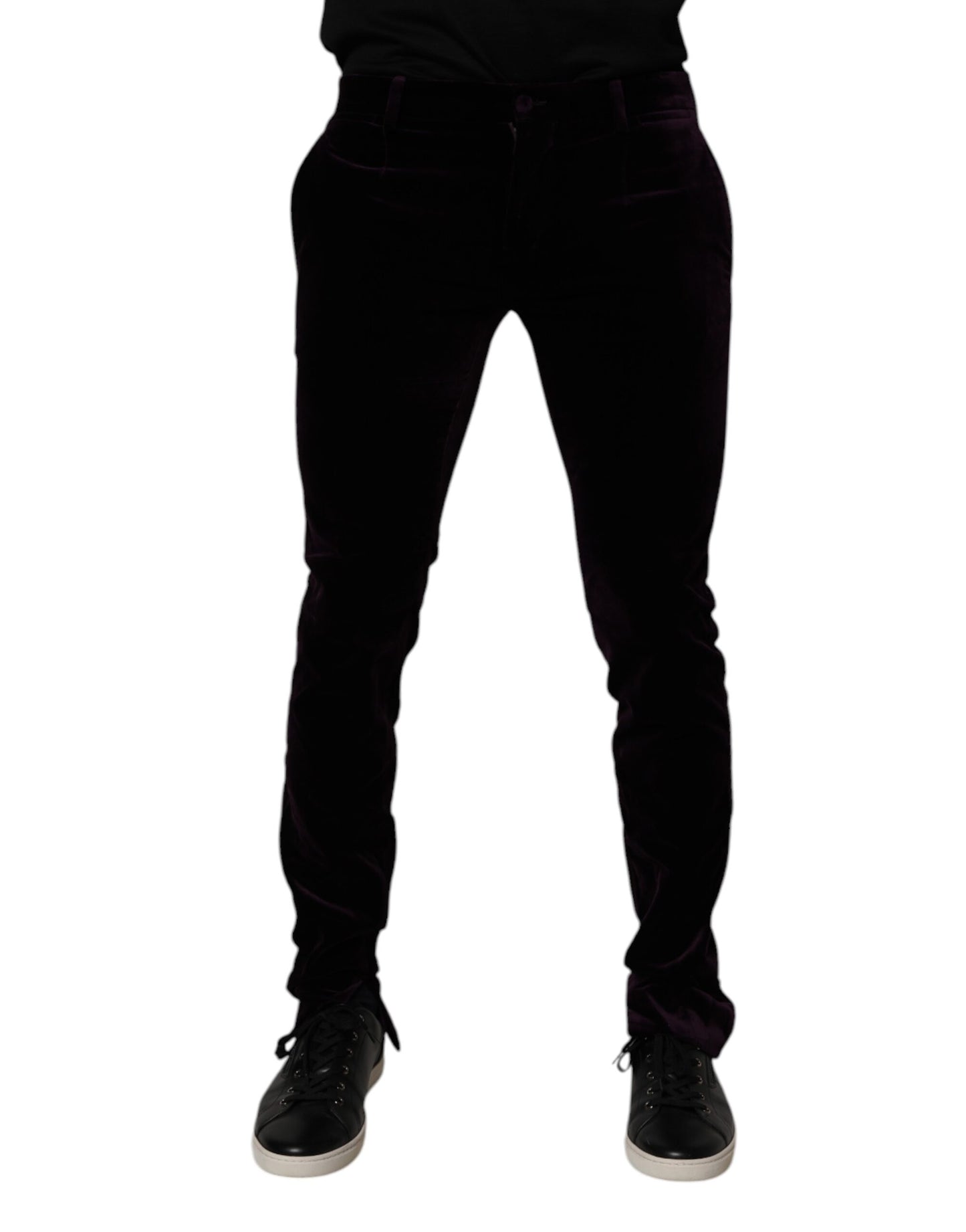 Dolce & Gabbana Violet Velvet Cotton Men Dress Formal Pants by Dolce & Gabbana