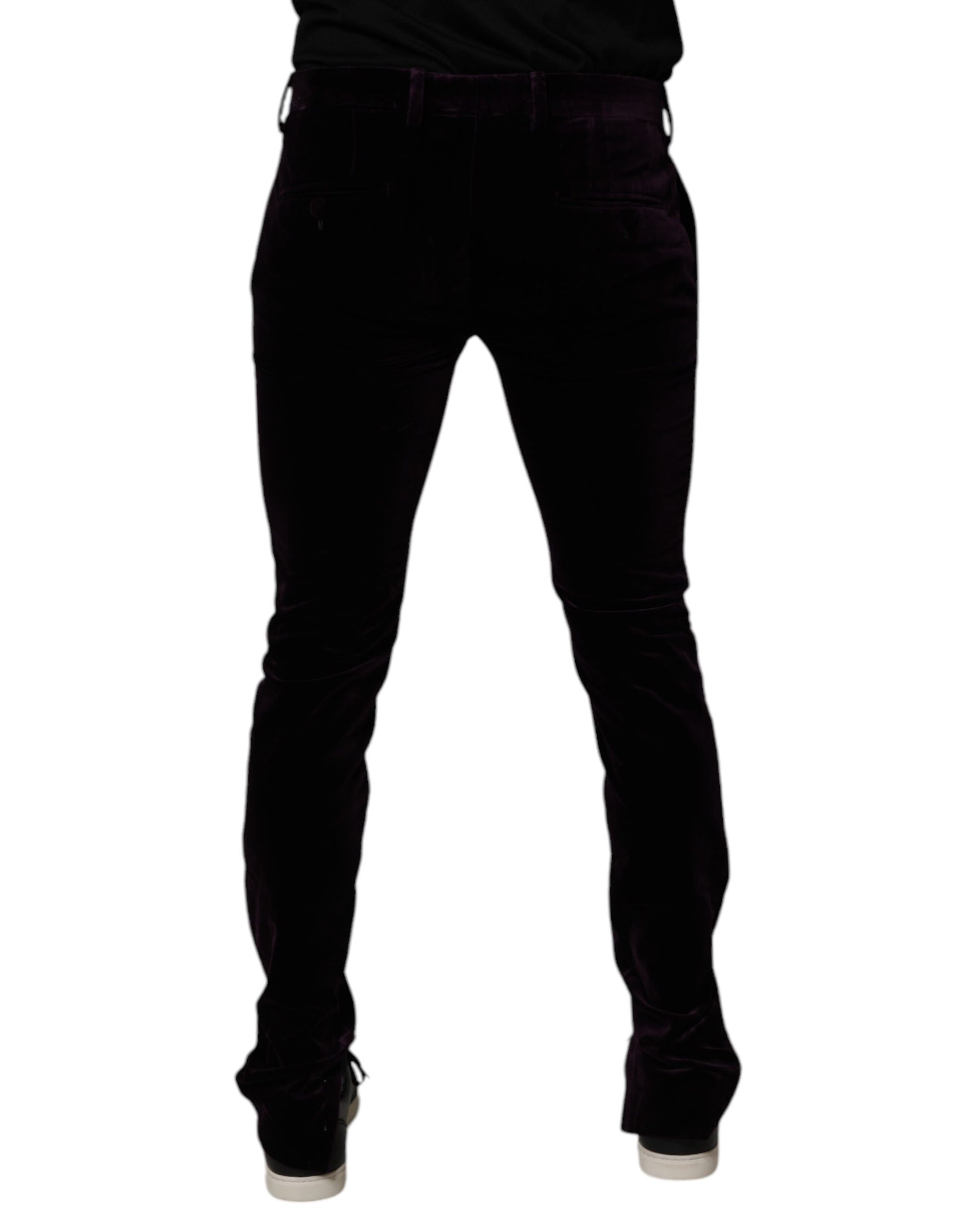 Dolce & Gabbana Violet Velvet Cotton Men Dress Formal Pants by Dolce & Gabbana