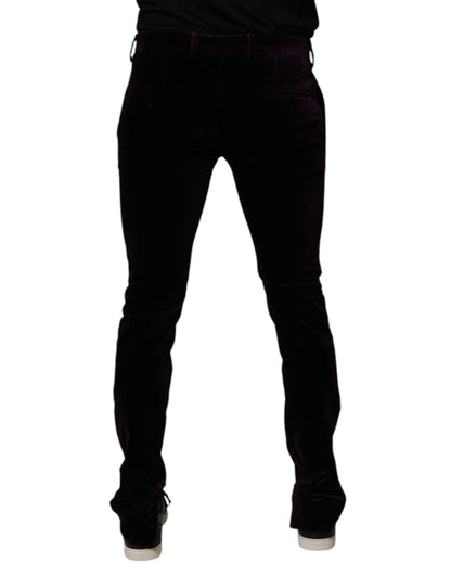 Dolce & Gabbana Violet Velvet Cotton Men Dress Formal Pants by Dolce & Gabbana