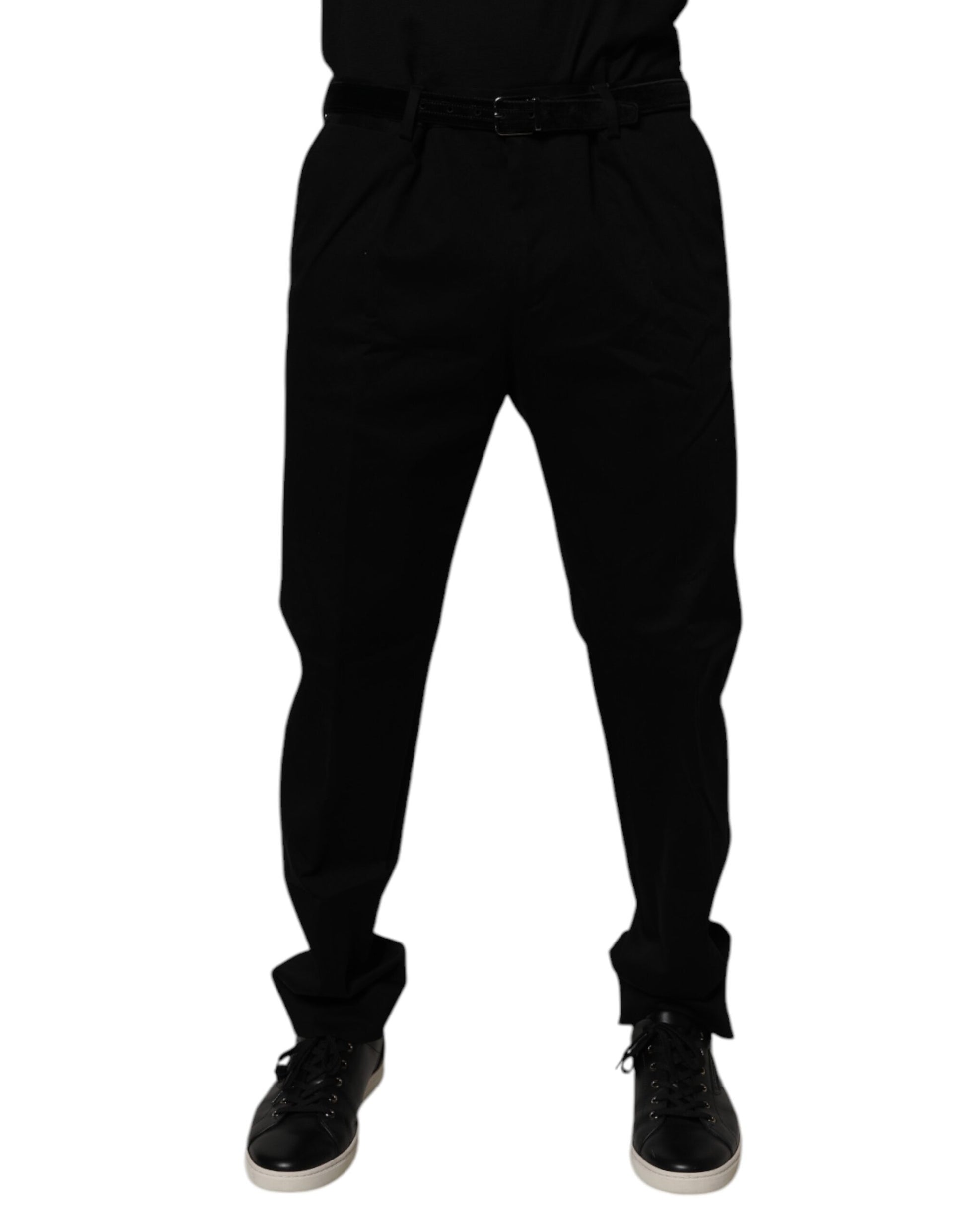 Dolce & Gabbana Black Cotton Men Skinny Dress Formal Pants by Dolce & Gabbana
