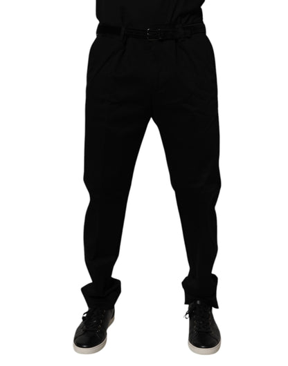 Dolce & Gabbana Black Cotton Men Skinny Dress Formal Pants by Dolce & Gabbana
