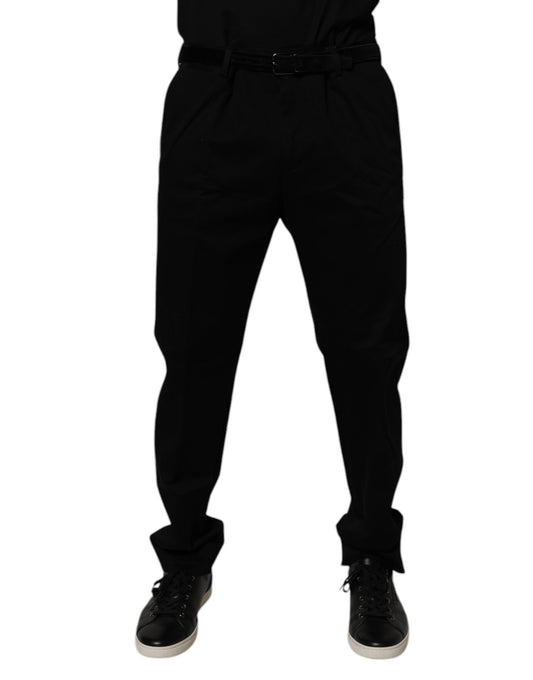 Dolce & Gabbana Black Cotton Men Skinny Dress Formal Pants by Dolce & Gabbana