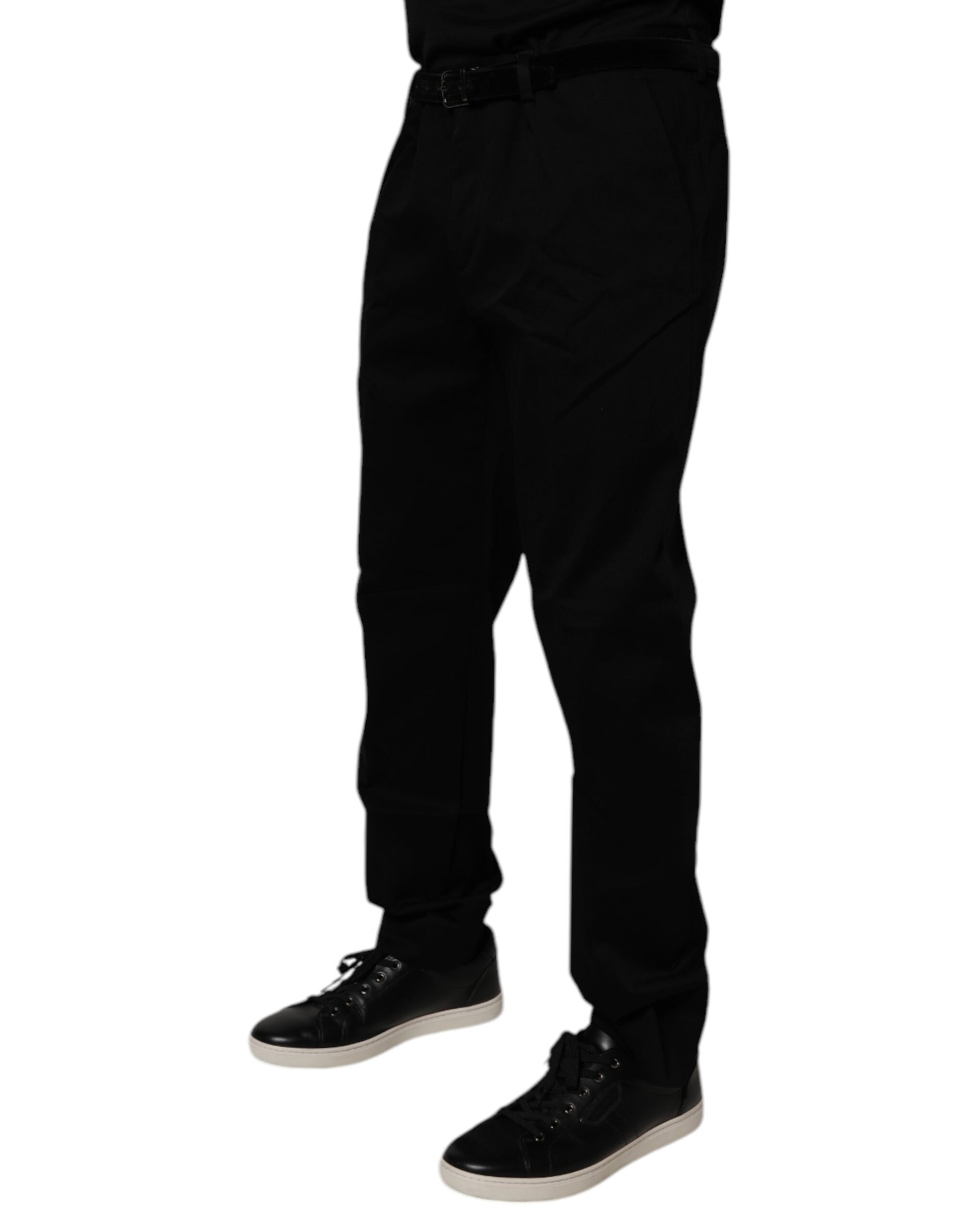Dolce & Gabbana Black Cotton Men Skinny Dress Formal Pants by Dolce & Gabbana