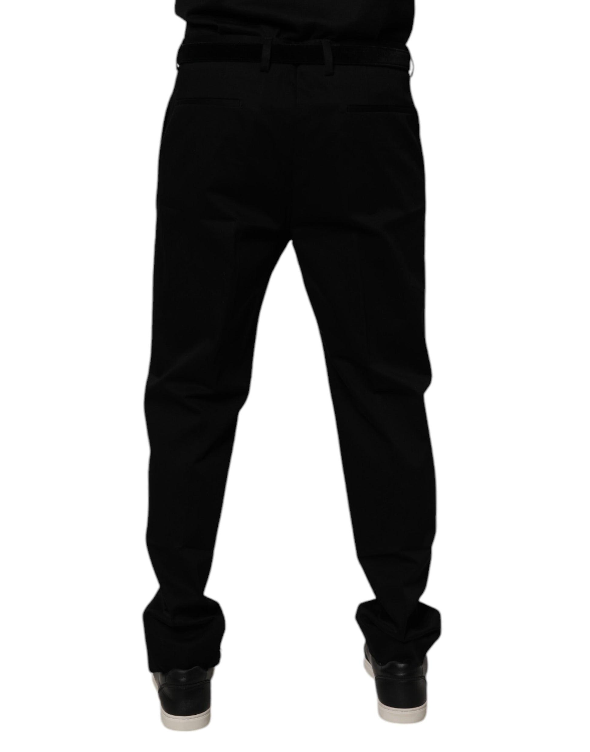 Dolce & Gabbana Black Cotton Men Skinny Dress Formal Pants by Dolce & Gabbana