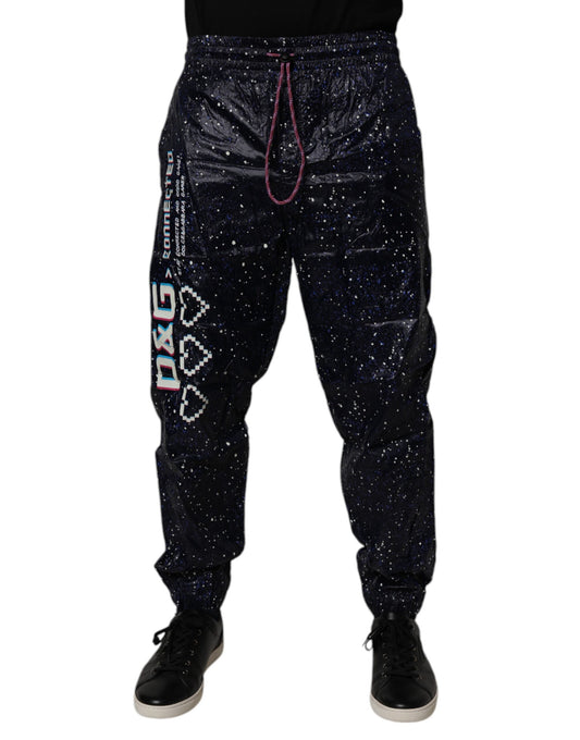 Dolce & Gabbana Dark Blue DG Game Print Cotton Jogger Pants by Dolce & Gabbana