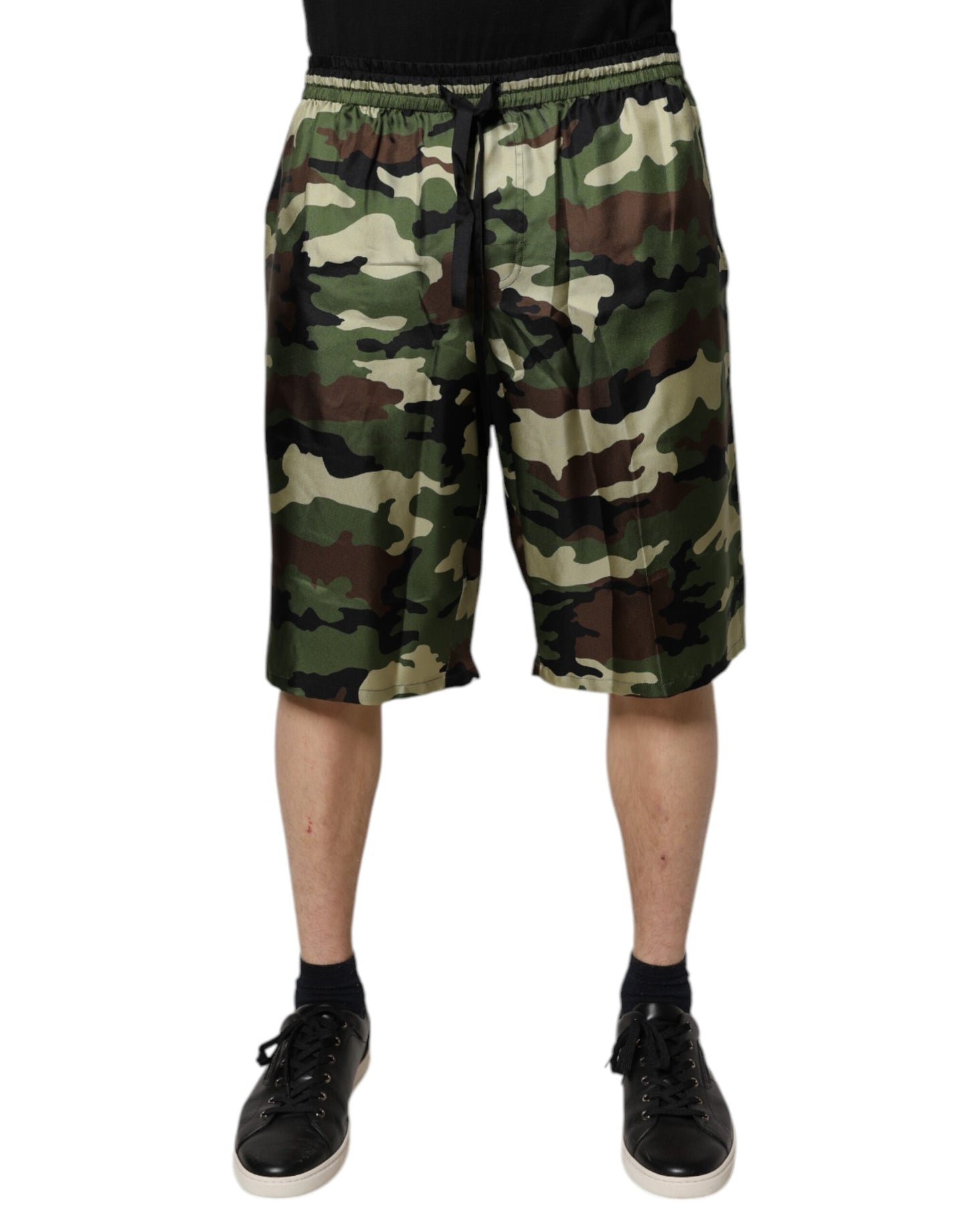 Dolce &amp; Gabbana Multicolor Camouflage Silk Mid Waist Bermuda Shorts