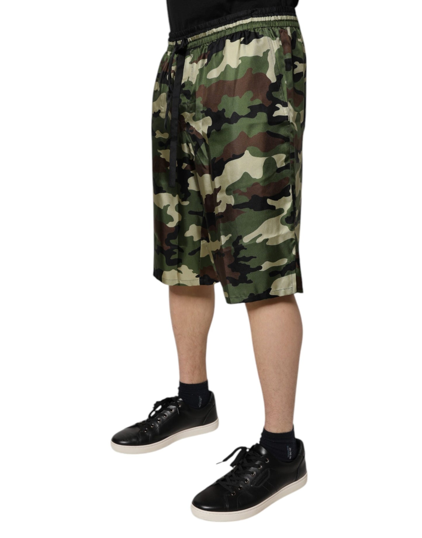 Dolce &amp; Gabbana Multicolor Camouflage Silk Mid Waist Bermuda Shorts