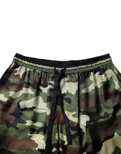 Dolce &amp; Gabbana Multicolor Camouflage Silk Mid Waist Bermuda Shorts