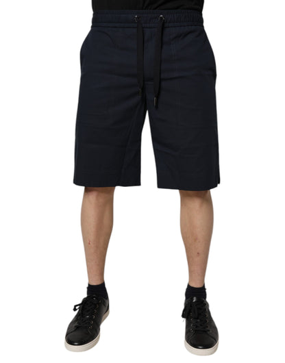Dolce &amp; Gabbana Dark Blue Cotton Bermuda Sweatshorts Shorts