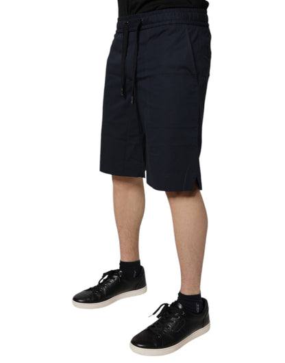 Dolce &amp; Gabbana Dark Blue Cotton Bermuda Sweatshorts Shorts