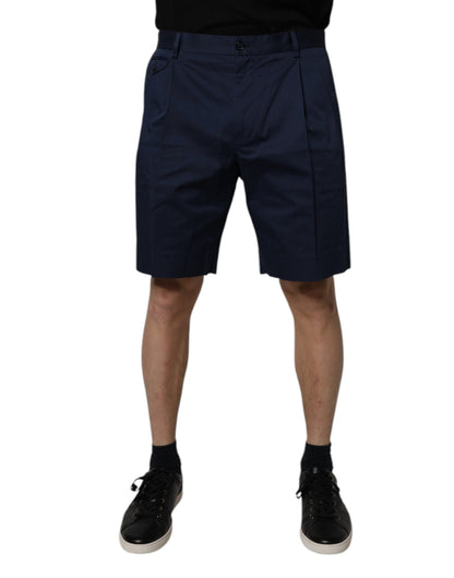 Dolce &amp; Gabbana Dark Blue Cotton Mid Waist Men Bermuda Shorts
