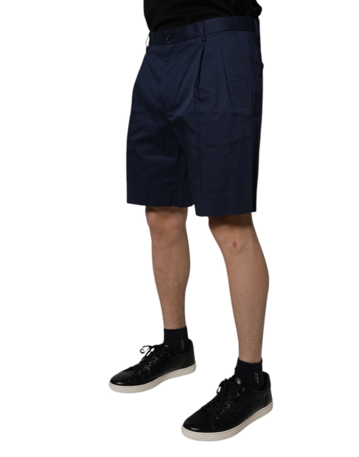 Dolce &amp; Gabbana Dark Blue Cotton Mid Waist Men Bermuda Shorts