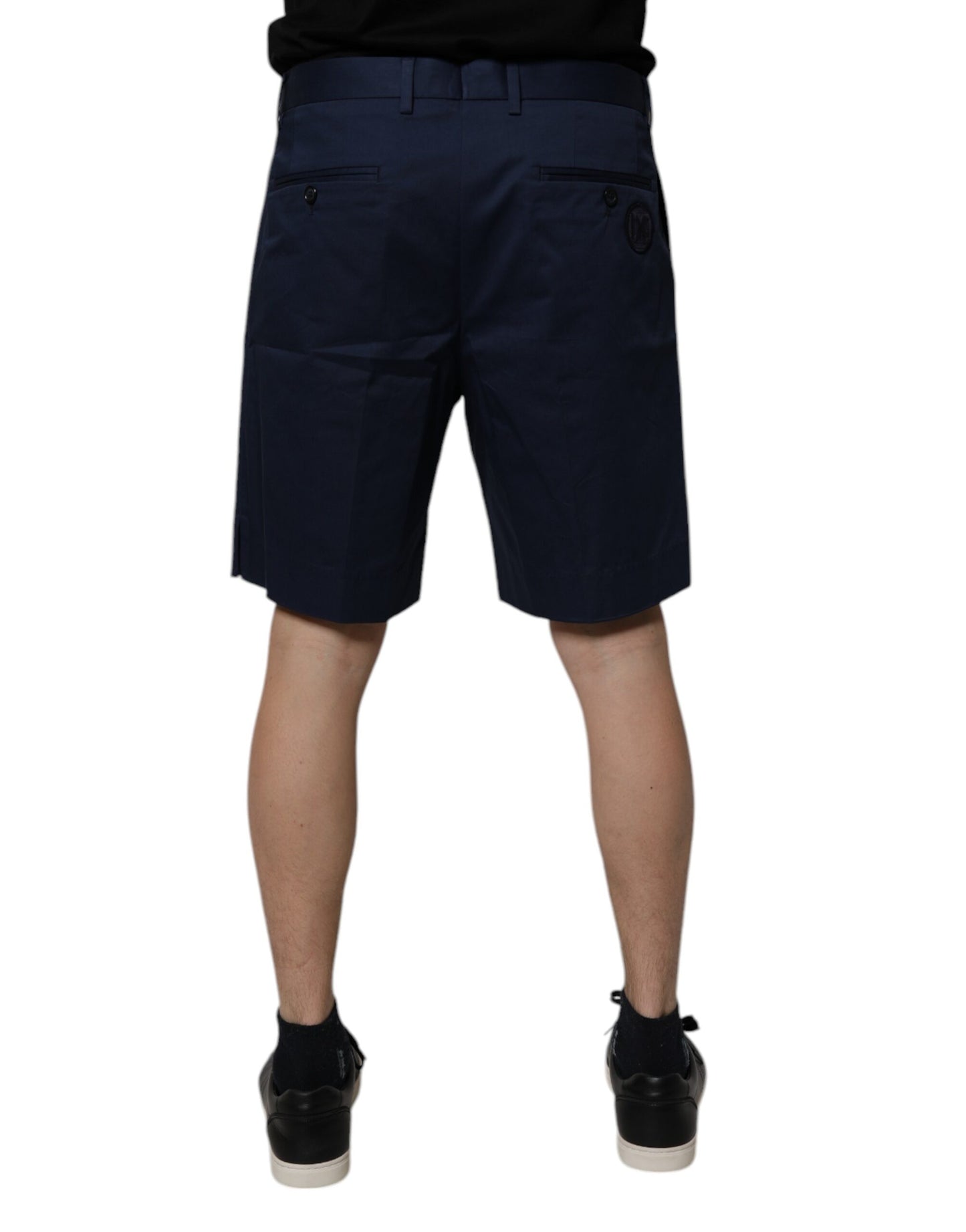 Dolce &amp; Gabbana Dark Blue Cotton Mid Waist Men Bermuda Shorts