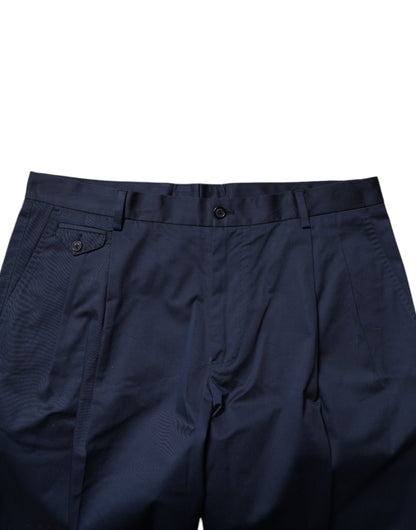Dolce &amp; Gabbana Dark Blue Cotton Mid Waist Men Bermuda Shorts