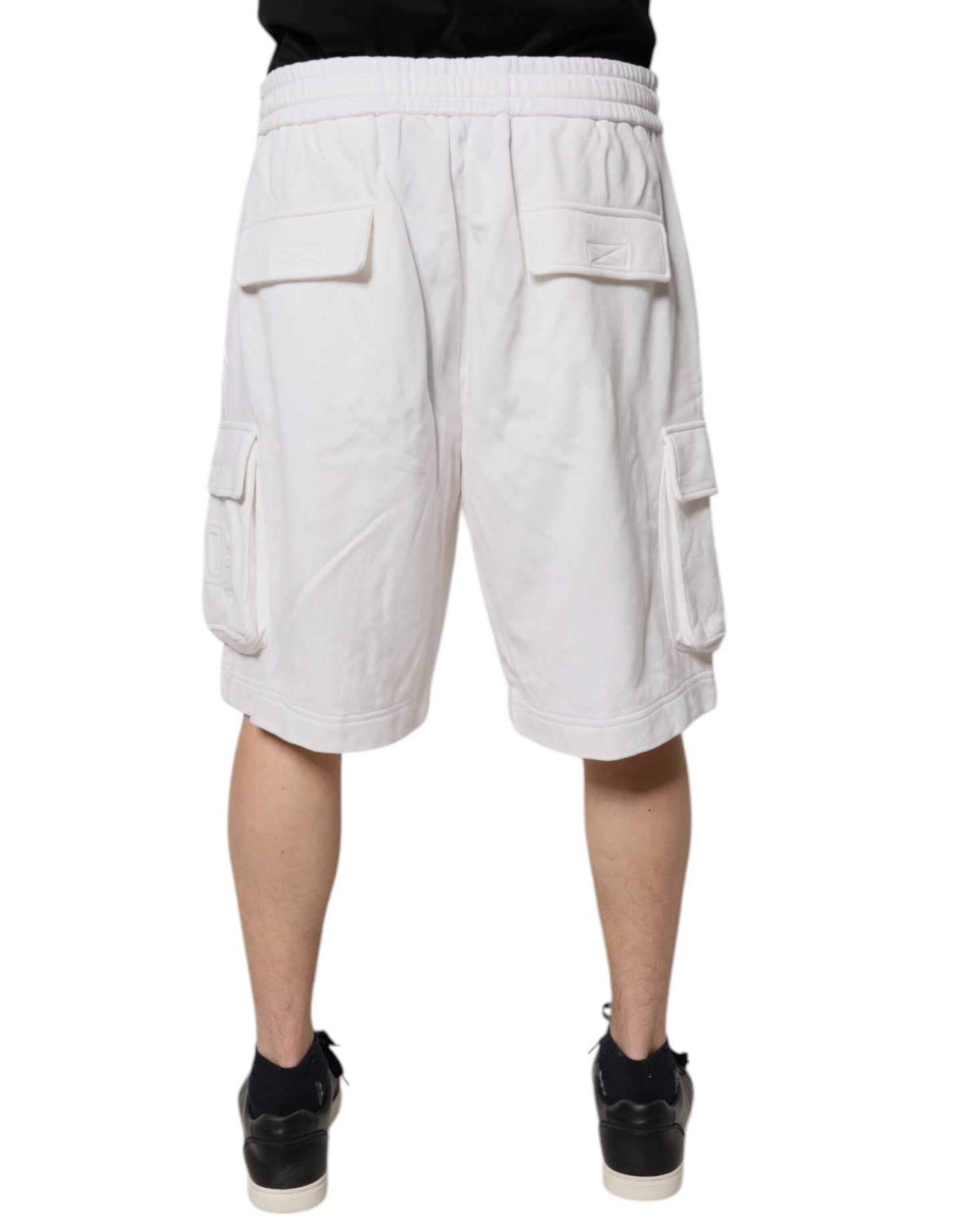 Dolce &amp; Gabbana White Cotton Cargo Bermuda Sweatshorts Shorts