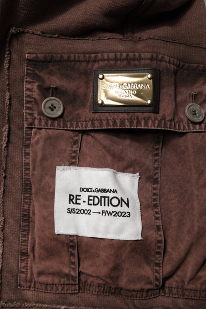 Dolce &amp; Gabbana Brown Cotton Cargo Bermuda Sweatshorts Shorts