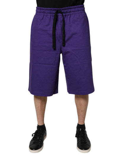 Dolce &amp; Gabbana Purple Cotton Men Bermuda Sweatshorts Shorts