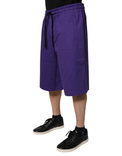 Dolce &amp; Gabbana Purple Cotton Men Bermuda Sweatshorts Shorts