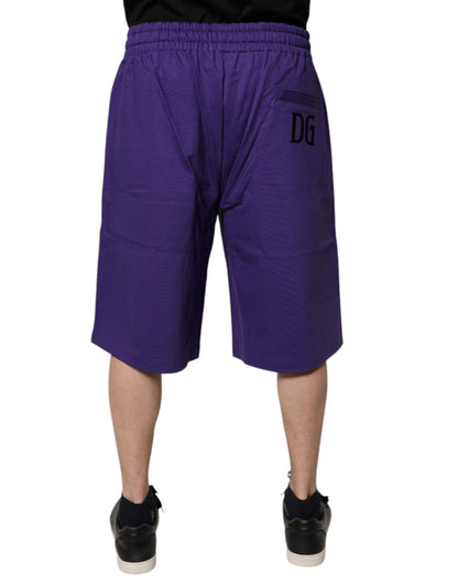 Dolce &amp; Gabbana Purple Cotton Men Bermuda Sweatshorts Shorts