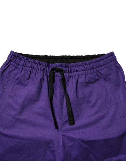 Dolce &amp; Gabbana Purple Cotton Men Bermuda Sweatshorts Shorts