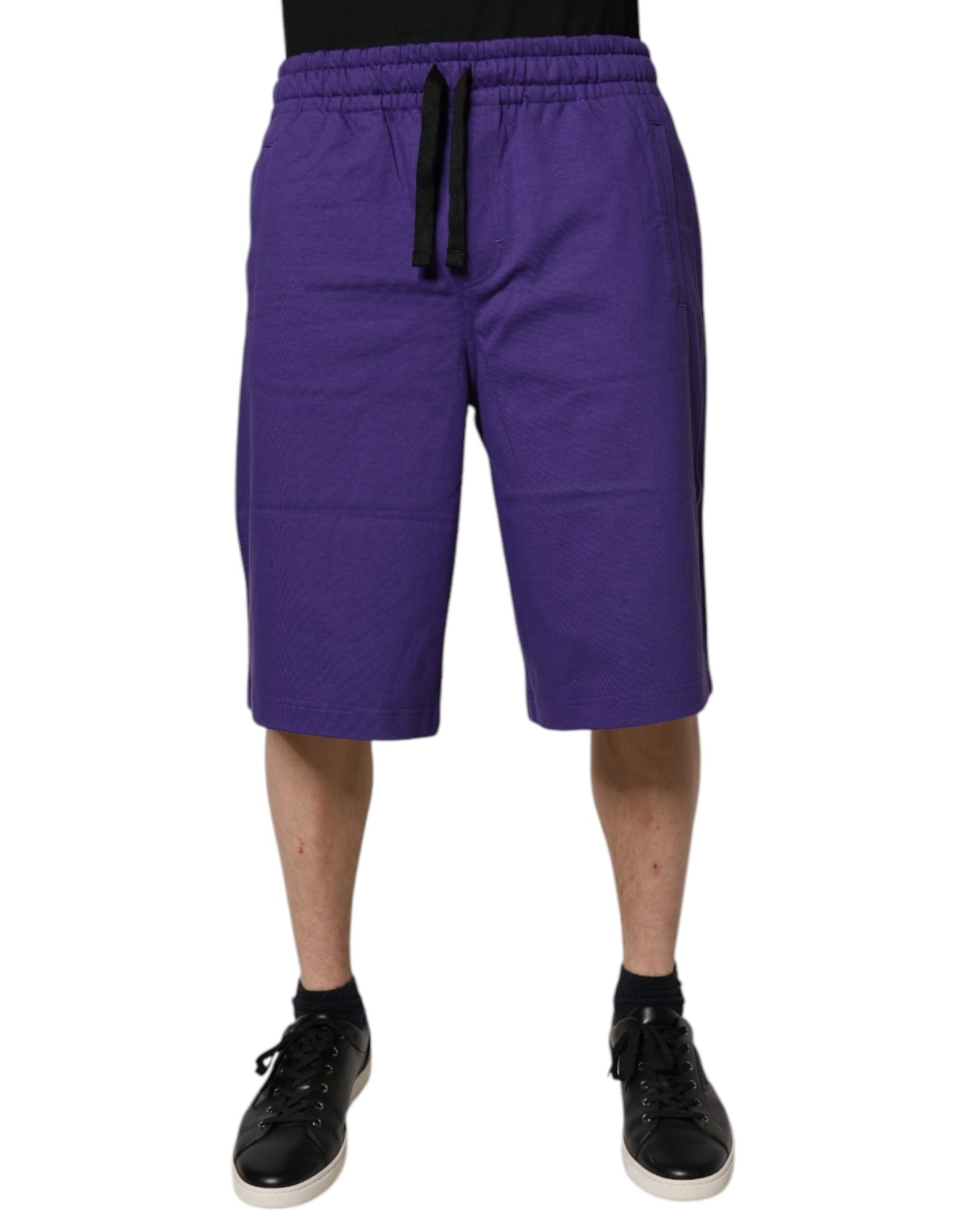 Dolce &amp; Gabbana Purple Cotton Men Bermuda Sweatshorts Shorts